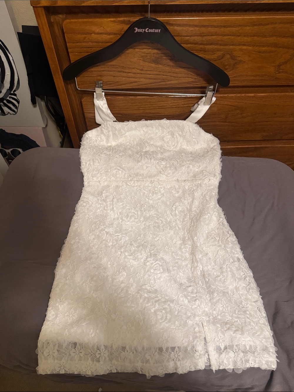 Lulu's White Lace and Satin Dress